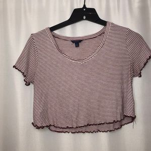 striped v neck, crop top